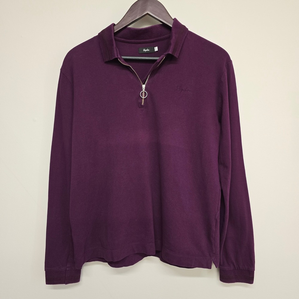 Rapha Logo Long Sleeve Zip Polo Mens Size M Purple Quarter Zip Minimalist Sporty
